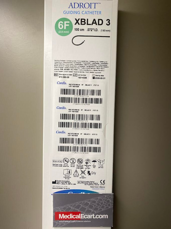 672-066-00 Cordis 6Fr. XBLAD3 100cm ADROIT ® XBLAD 3 PTFE Guiding Catheter, 100cm, 6Fr 67206600 Box of 1