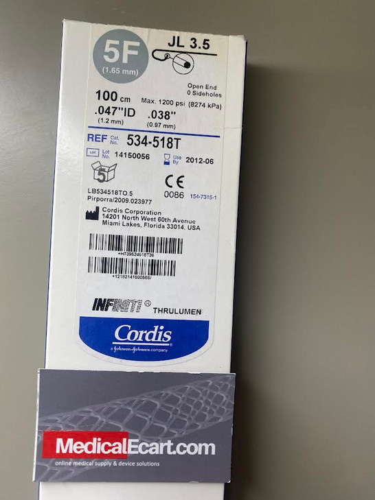 534-518T DIAGNOSTIC CATHETER 5F JL 3.5 .047 ID, Box of 5