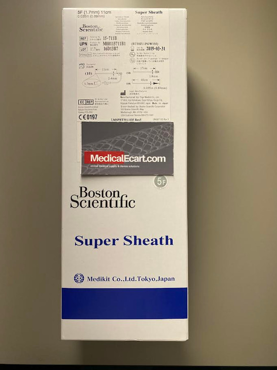15-711B Boston Scientific Super Sheath ® Introducer Sheath 5 FR., 10cm LONG, 10/11cm Sheath with 0.035" wire Box of 10