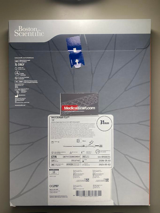 Boston Scientific M635WS50310 WATCHMAN FLX ™ WS5031 Left Atrial Appendage Closure Device with Delivery System, Size 31 mm, OD 12 Fr., Box of 01