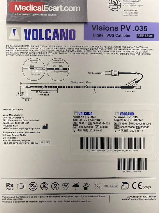 88901 Philips Volcano Visions ® PV 0.035 Digital IVUS Catheter 400-0200.173 Catheter PV035
