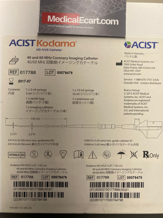ACIST KODAMA CATHETER Box of 5 KODAMA HD-IVUS CORONARY IMAGING CATHETER 3.2F / 142cm ACIST Medical System
