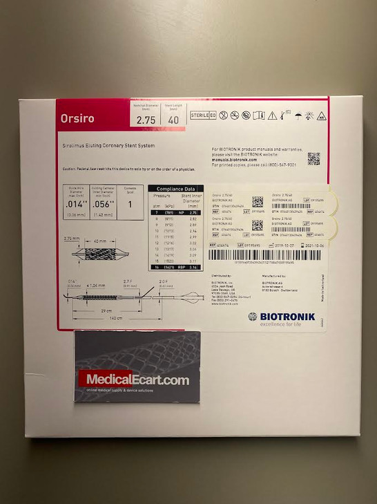 BIOTRONIK 404674 Orsiro Drug Eluting Coronary Stent System 2.75 mm x 40 mm,