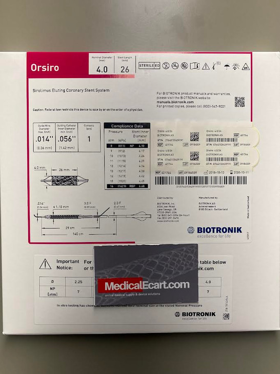 BIOTRONIK 401764 Orsiro Drug Eluting Coronary Stent System 4.0 mm x 26 mm