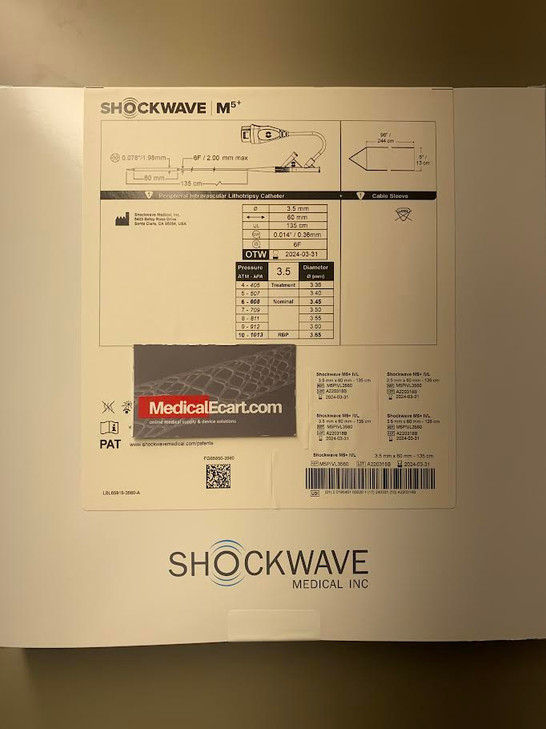 3.5 x 60mm M5+ Shockwave M5+ IVL Catheter M5PIVL3560 BOX OF 1