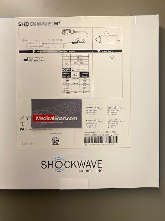 M5PIVL8060 8.0 x 60mm M5+ Shockwave M5+ IVL Catheter BOX OF 1