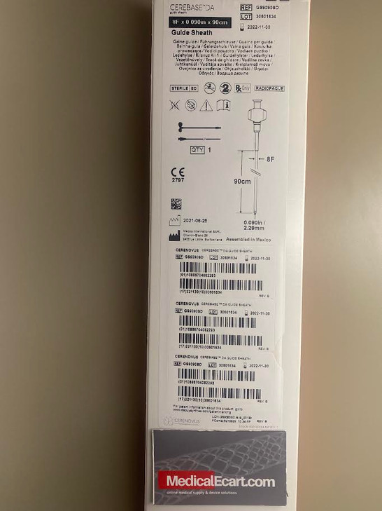 GS .090", 90cm, STRAIGHT, DISTAL  CEREBASE ™ DA Guide Sheath .090"  8F  90cm J&J