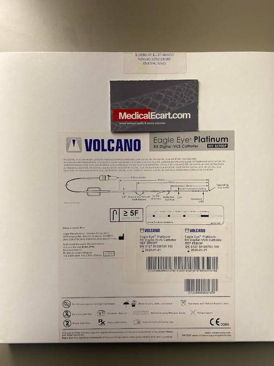 Eagle Eye® Platinum Catheter 5F (I.D. = .056”) 0.014 20mm 150cm 20MHz  IVUS CATHETER Compatible with Volcano Trak Back® II & R-100 pullback devices. 85900P