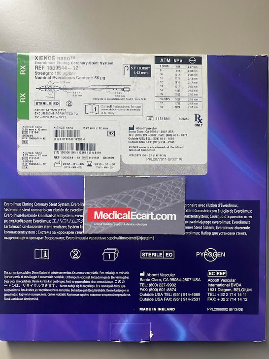 XIENCE nano Everolimus Eluting Coronary Stent System 2.25 X 12