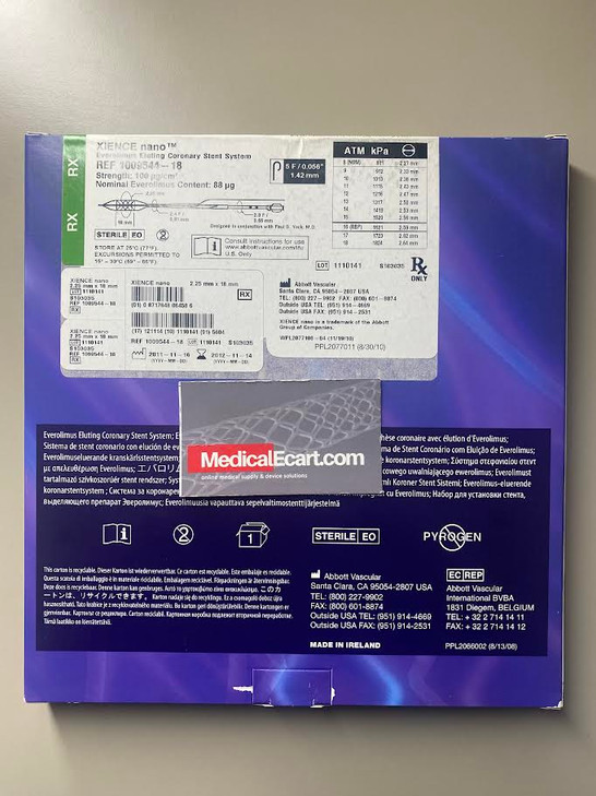 ABBOTT 1009544-18 XIENCE nano Everolimus Eluting Coronary Stent System 2.25 x 18