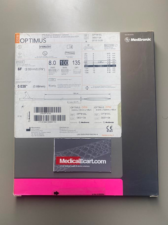 OPT8100L Medtronic OPTIMUS OTW PTA Balloon Dilatation Catheter