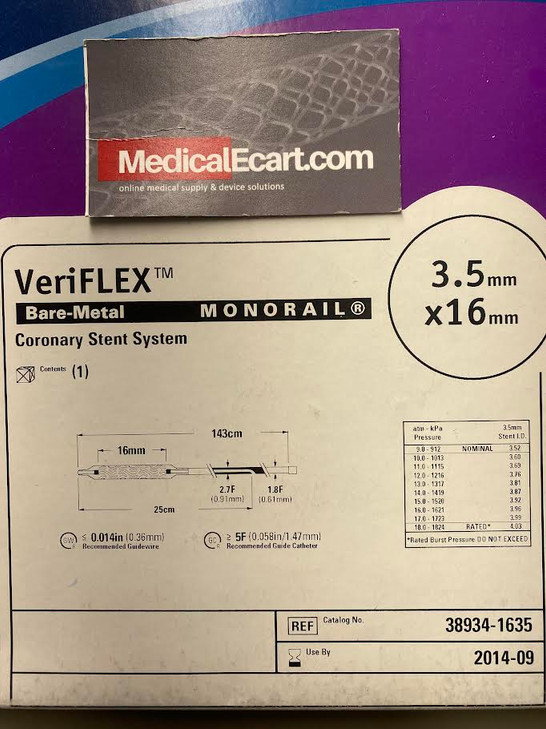 38934-1635 Boston Scientific VeriFLEX Bare-Metal Monorail Coronary Stent System 3.5 X 16