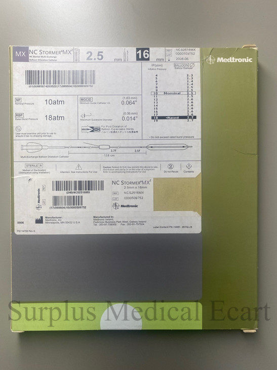 MEDTRONIC NCS2516MX NC STORMER OTW Balloon Dilatation Catheter