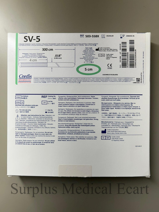 503-558X SV-5 wires, .018 x 300 cm in length  SV WIRE .018” Steerable Guidewires