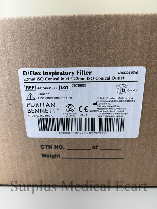 4-074601-00 Bacterial / Viral Filter Puritan Bennett ™. Case/12