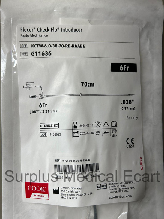 Flexor Check-Flo Introducer - Raabe Modification (KCFW-7.0-38-70-RB-RAABE/G11636)