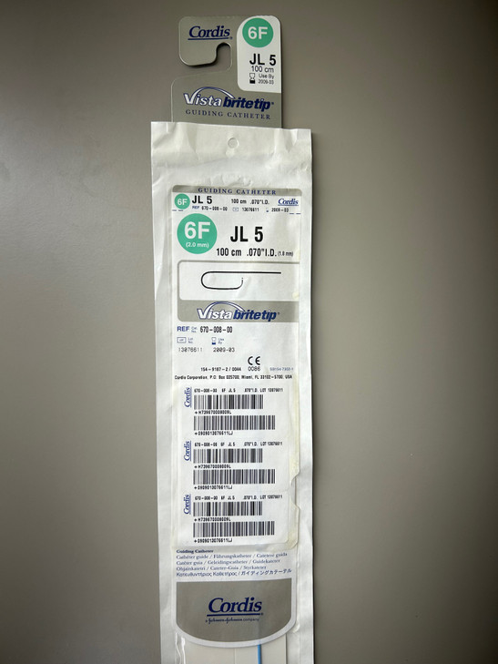 Cordis Vista BriteTip Guiding Catheter 6F JL 5 (670-008-00)