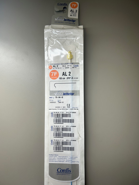 Cordis VISTA BRITE TIP 7F AL 2 Guiding Catheter 778-040-00