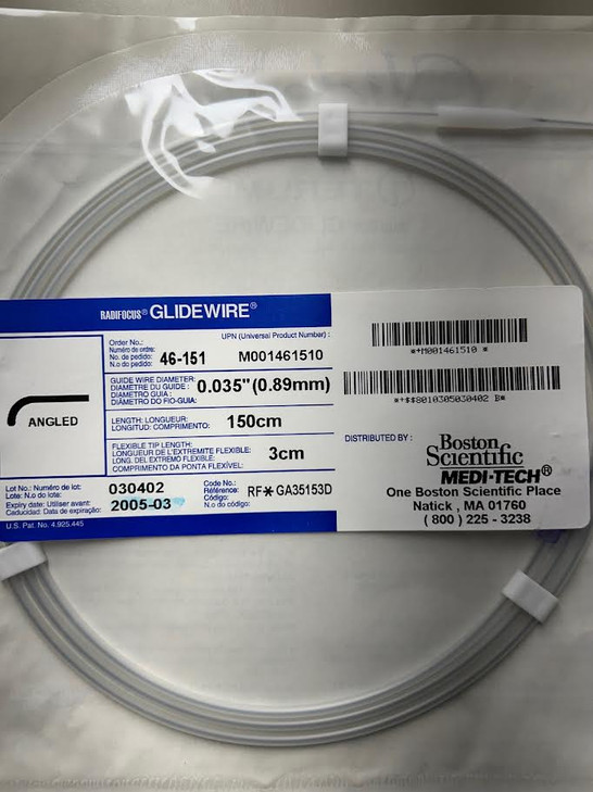 M001461511 TERUMO  GLIDEWIRE  .035 X 150 CM ANGLED GUIDE WIRE WITH HYDROPHILIC COATING