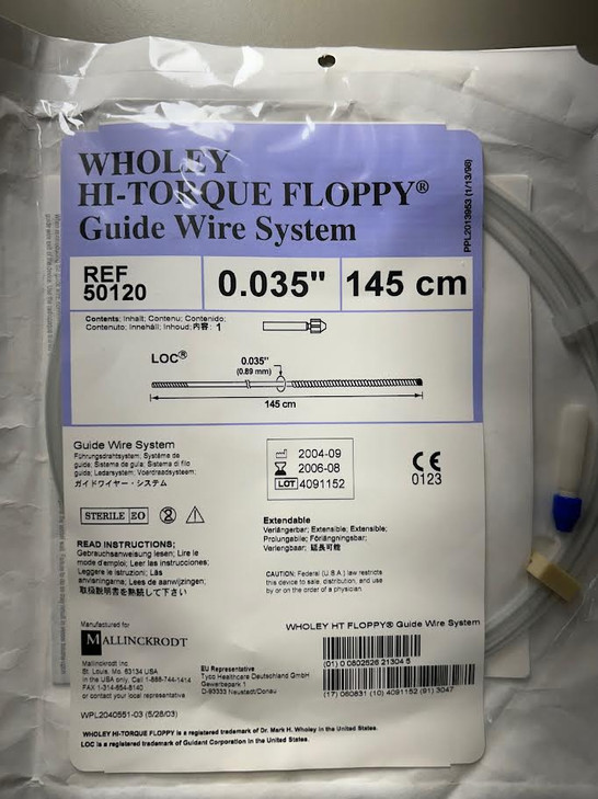 Mallinckrodt Wholey Hi-Torque Floppy Guide Wire System (50120)