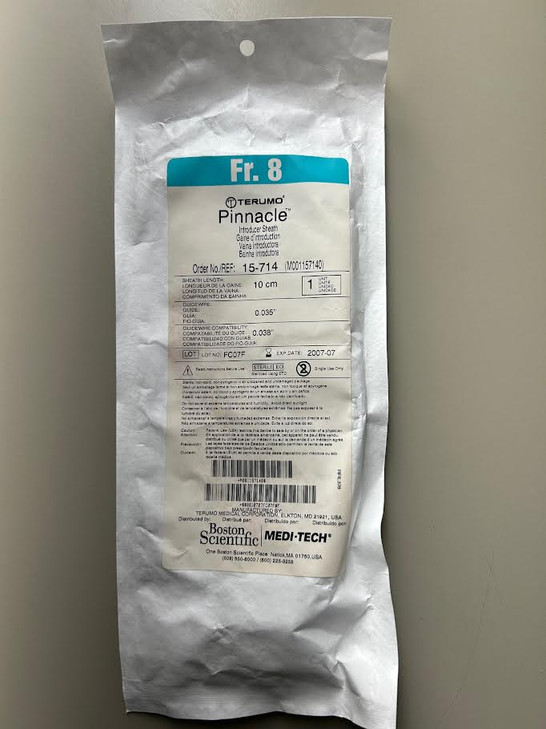 Terumo Pinnacle 8Fr Pinnacle Sheath Introducer (15-714) sold individually