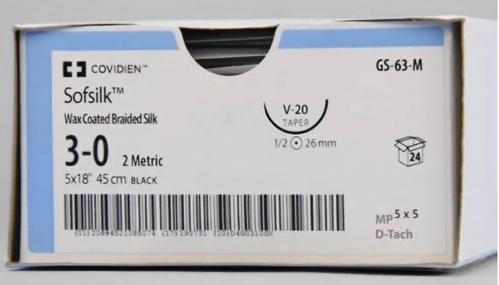 Covidien GS-63-M Sofsilk™ Silk Suture, Taperpoint, Box of 24