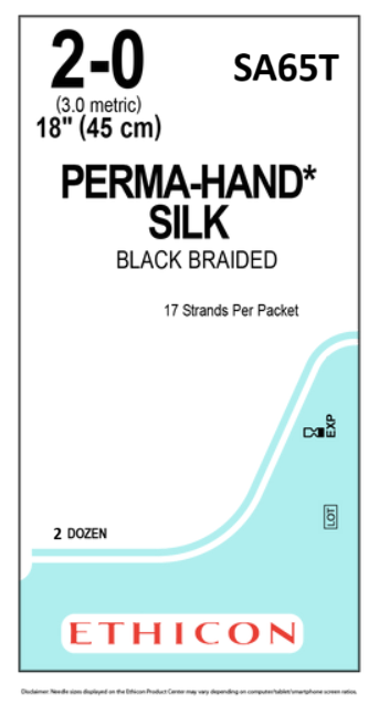 Ethicon SA65T PERMAHAND® Silk Suture, SUTUPAK Pre-Cut Sutures