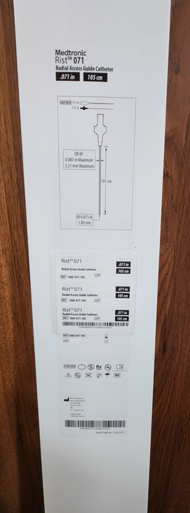 Medtronic 106F-071-105 Rist™ Radial Access Guide Catheter, 6Fr X 105cm, Box of 01