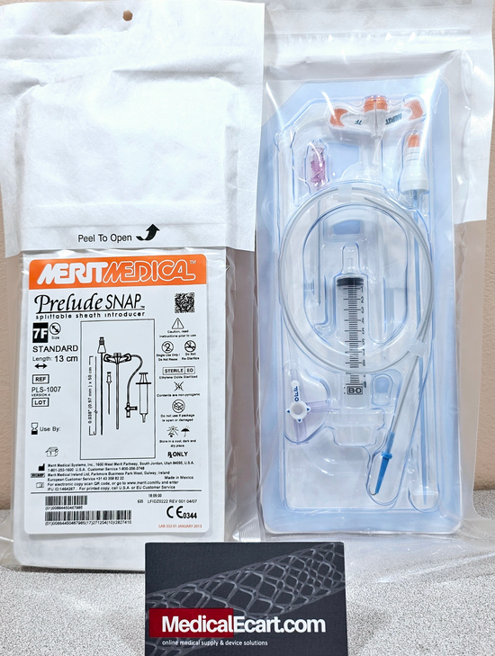 Medical PLS-1007 Prelude SNAP Splittable Sheath Introducer, 7 Fr, 13 cm Sheath Length, Hub Collor Orange, Box of 05