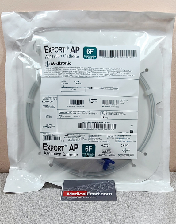 Medtronic EXPORTAP Export AP Aspiration Catheter, 6 Fr min. guide I.D. 0.070", 0.014" X 140 cm Length. Box of 01