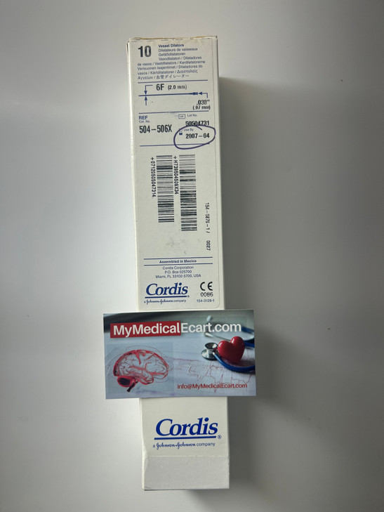Cordis 504-506X Vessel Dilator, 6F , 0.038", Box of 10