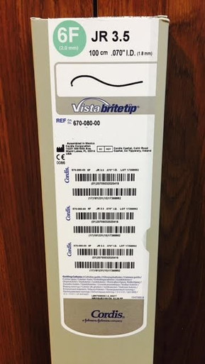 Cordis 67008000, VISTA BRITE TIP, 670-080-00 Guiding Catheter 6Fr JR 3.5, 100cm x .070" I.D. (1.8mm)