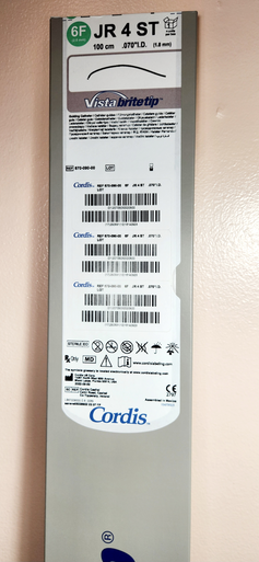 Cordis 670-090-00, VISTA BRITE TIP®, JR 4 ST, PTFE Nylon Guiding Catheter, 670-090-00, 100CM, 6FR, box of 1