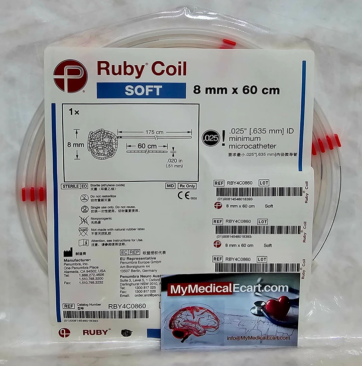 Penumbra RBY4C0860 Ruby® Coil SOFT 8mm x 60cm. Box of 01