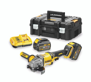 DEWALT DCG414T2 HAAKSE SLIJPER 125MM 54V XR FLEXVOLT 2 X 6.0AH ACCU EN SNELLADER DEWALT DCG414T2 HAAKSE SLIJPER 125MM 54V XR FLEXVOLT 2 X 6.0AH ACCU EN SNELLADER