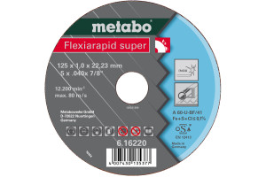 DOORSLIJPSCHIJF FLEXIARAPID SUPER Ø 125X1,0X22,23MM VOOR RVS
