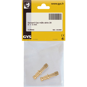 2 X Ø5MM GAS MALE CONNECTORS - TYPE 20 ( TIG FRONT - 045705
