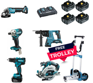 MAKITA PACK MET GRATIS TROLLEY 4 ACCUS 5.0 AH 18V MAKITA PACK MET GRATIS TROLLEY 4 ACCUS 5.0 AH 18V