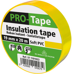 RUBAN ISOLANT 19 MM X 20M X 0,15MM, VDE / JAUNE RUBAN ISOLANT 19 MM X 20M X 0,15MM, VDE / JAUNE