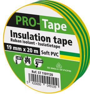 RUBAN ISOLANT 19 MM X 20M X 0,15MM, VDE / JAUNE/VERT RUBAN ISOLANT 19 MM X 20M X 0,15MM, VDE / JAUNE/VERT