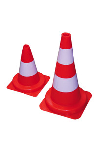 ORANJE FLUO KEGEL 50 CM MET WIT GEVERDE STROOK ORANJE FLUO KEGEL 50 CM MET WIT GEVERDE STROOK