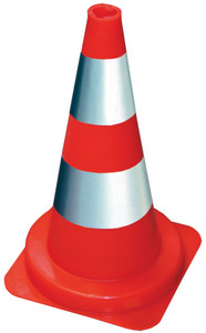 ORANJE FLUO KEGEL 50 CM MET WIT REFLECTERENDE VERFSTROKEN ORANJE FLUO KEGEL 50 CM MET WIT REFLECTERENDE VERFSTROKEN