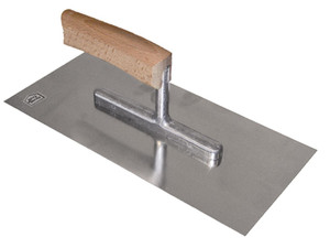 PLAKSPAAN 280 X 130 X 0,7 MM MET GEBOGEN HOUTEN HANDGREEP PROFESSIONEEL - INOX 