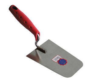 PLAASTERTRUWEEL INOX SOFT GRIP AFGERONDE HOEKEN 180 X 125/95 X 1,0 MM