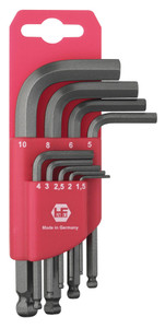 CLÉS SIX-PANS MÂLES SPHÉRIQUE EN SET - INBUS - 9 PCS - COURT