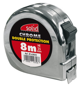 ROLMETER MET CHROMÉ BEHUIZING 5 M X 25 MM