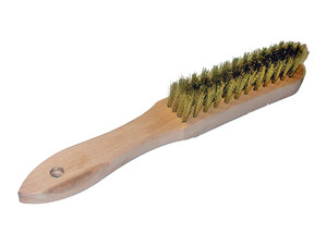 BROSSE MÉTALLIQUE FIL EN ACIER LAITONNÉ ONDULÉ AVEC MANCHE EN BOIS 5 RANGÉES BROSSE MÉTALLIQUE FIL EN ACIER LAITONNÉ ONDULÉ AVEC MANCHE EN BOIS 5 RANGÉES
