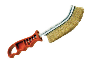 BROSSE COURBÉE FIL ACIER LAITONNÉ ONDULÉ MANCHE EN PVC BROSSE COURBÉE FIL ACIER LAITONNÉ ONDULÉ MANCHE EN PVC