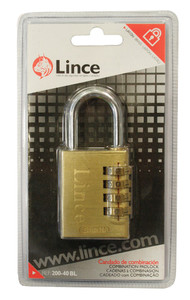 CADENAS À COMBINAISON - LAITON - 4 ROULETTES CHIFFRÉES - 37,5 MM