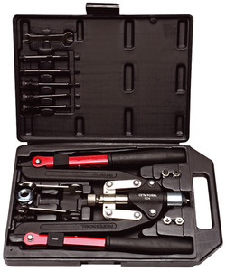 BLINDKLINKTANG MET SLEUTEL EN VEER IN SET VOOR KLINKNAGELS 2,4>5,5 EN KLINKLOEREN M4>M10 (EX BG 055060)